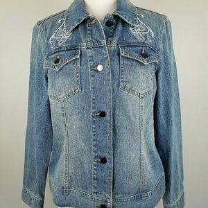 Paisley Embroidered Blue Denim Jacket Beautiful